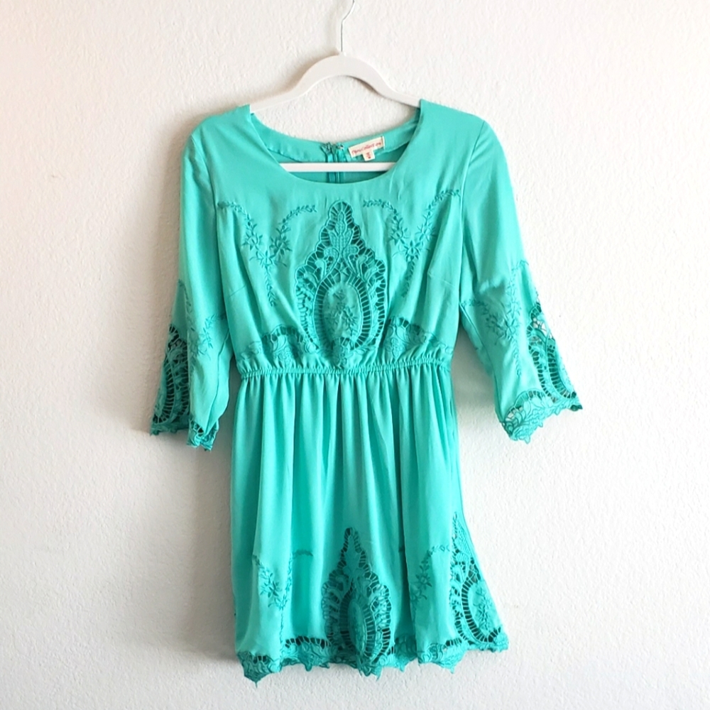 Crochet-detailed Dress with Embroidery